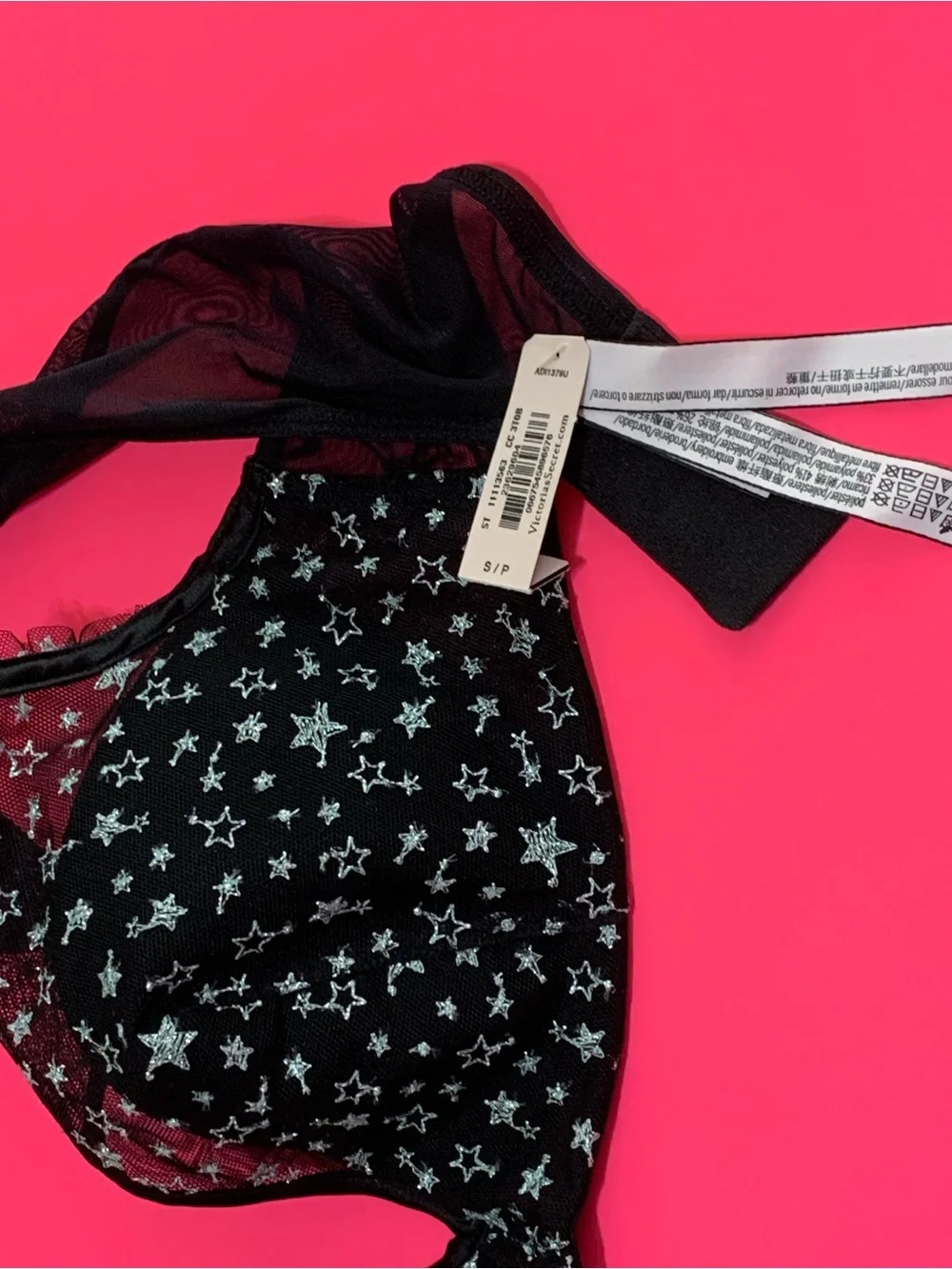 VS Black Sheer Star Mesh Bra & High-Waist panty Set